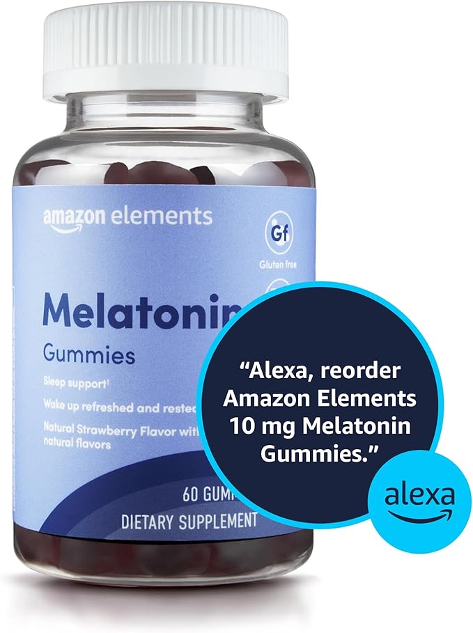 Amazon Elements - Melatonin 10mg Gummies, Supports Restful Sleep, Strawberry, 60 Count (Previously Revly) (Pack of 120)