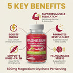 Magnesium Glycinate Gummies for Calm & Rest, Sugar Free High Absorption Magnesium Supplement for Men & Women, Gentle on Stomach, Chewable, Raspberry, 60 Count (Pack of 2)