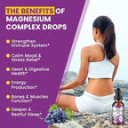 Liquid Magnesium Glycinate Supplement 1000mg, Calm Magnesium Citrate, Taurate Drops with Omega 3, Zinc, Ashwagandha, L-Theanine, Chamomile for Sleep, Mood, Stress Relief, Bone, Muscle, Grape Flavor