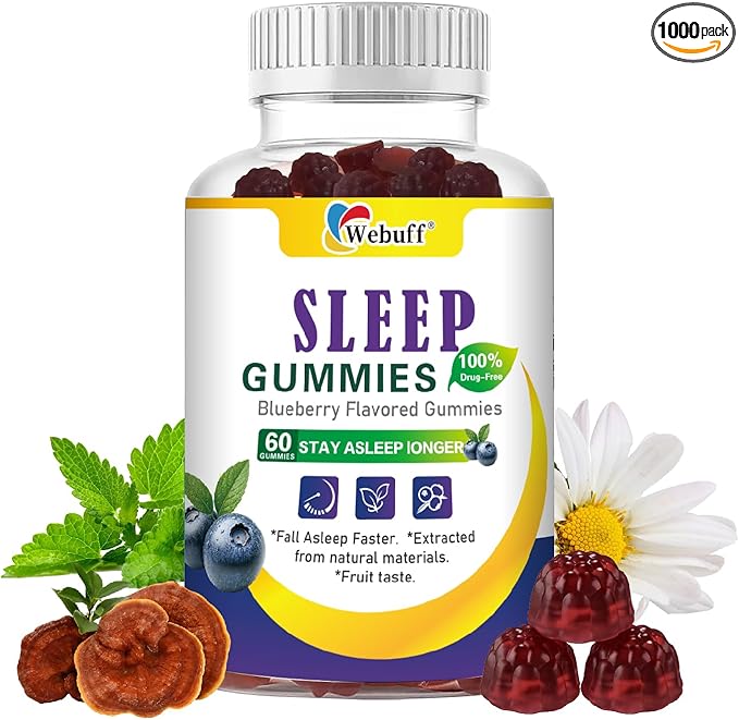 Sleep Gummies with 5mg Melatonin for Adults – Fall Asleep Faster with Non-Groovy Morning, Sugar Free Sleep Aid Supplement, Non-Habit Forming, Blueberry Flavor, 60 Count (Pack of 1)