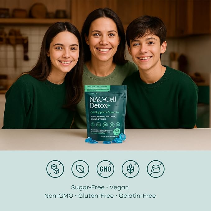 Sugar-Free NAC Gummies, N Acetyl Cysteine Supplement with Milk Thistle, Glutathione, & Selenium, NAC Supplement for Energy, Respiratory Health, Liver Detox & Cleanse, Kidney, Antioxidant Support