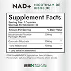 Built by Nature NAD Supplement – NAD+ Supplement with Nicotinamide Riboside 500mg, Quercetin & Trans-Resveratrol – NAD Plus/NR Supplement – NAD Resveratrol Supplement for Women & Men – 90 Capsules