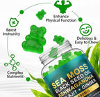 Sea Moss Gummies,with Elderberry Black Seed Oil,Ashwagandha&Ginger,Natural Irish Sea Moss for Immunity & Energy Supplement for Women,Men,Extra Strength,Great Tasting (1 Pack)