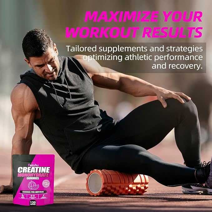 Creatine Monohydrate Gummies 4g per Serving, Creatine Gummies for Men & Women, Pre Workout, Energy, Strength, Muscle Support, Recovery, Sugar Free, Gluten-Free, Vegan, Non-GMO, 120 Count