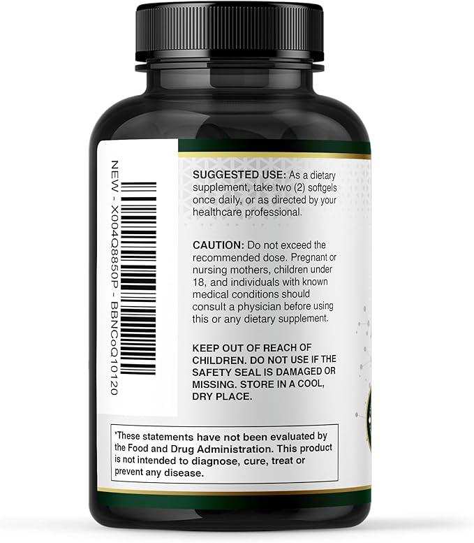 Built by Nature CoQ10 – High Absorption Coenzyme Q10 Supplement with Coconut MCT Oil – Promotes Heart Health, Cellular Energy & Antioxidant Support – 120 Softgels