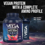 Vega Sport Vegan Protein Powder + Recovery - 30g Plant Based Protein per Serving, Berry, 45 Servings, 5g BCAAs, Probiotics, NSF Certified, for Shakes & Smoothies, 4.2lbs (Packaging May Vary)
