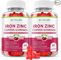 Iron, Zinc, Copper Supplements for Women & Men, Mineral Gummies with Vitamin A, B5, B6, C, D3, B12 for Adults, Kids, Promote Energy, Support Immunity, Bone Health, Sugar Free, Cherry Flavor, 120 Count