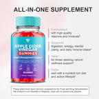 Apple Cider Vinegar Gummies Supplement – Daily Digestive Health & Gut Wellness Support for Women & Men – Vegan ACV Gummies with Apple Cider Vinegar – Non-GMO (2 Pack - 120 Gummies)