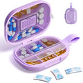 Travel Pill Organizer, Daily Pill Box 8-10 Compartments Adjustable, 7 Day Weekly Label Small Pill Case, Portable Medicine Container Moisture Proof Vitamin Supplement for Pocket Purse-Purple