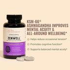 Live Conscious KSM-66 Ashwagandha Supplement w/L Theanine & AlphaWave - ZenWell Everyday Stress Relief, Cognitive, Brain Health - Ashwagandha for Men & Women - 60 Capsules