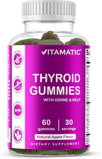 Vitamatic Vegan Thyroid Support Gummies with Iodine & Kelp – 60 Count Improve Your Energy & Increase Metabolism – Plant-Based