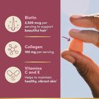 Nature's Bounty Optimal Solutions Hair, Skin and Nails Collagen Pectin Gummies, 100 mg Collagen and 2,500 mcg Biotin Per Serving, No Stick Gummy, Tropical Citrus Flavor, 200 ct, 100 Total Servings