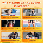 Vitamin D3 K2 Gummies for Women & Men, 6-in-1 Vitamin D Supplements with Magnesium, Zinc and Calcium for Bone, Immune & Energy Support, Sugar Free, Orange Flavor, 60 Count