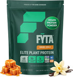 FYTA - Vanilla Protein Powder Plant Based with Better Taste & Texture Than Whey Protein - Non-GMO & Dairy Free Protein Powder Vegan for Women & Men - Caramel Vanilla 630g