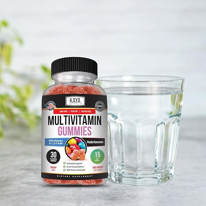 Kaya Naturals Adult Multi Vitamin Gummy, Biotin, Vitamin A, B-12, C & E, Including Zinc, Folic Acid, Strawberry Flavor - Gluten-Free Multivitamins Sweet Adult Gummies (Pack of 2)