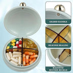 Travel Pill Organizer, 4 Compartments Portable Pill Case, Daily Medicine Box for Large Vitamins, Moisture Proof Fish Oil Holder, Business Trip Essentials (Blue)