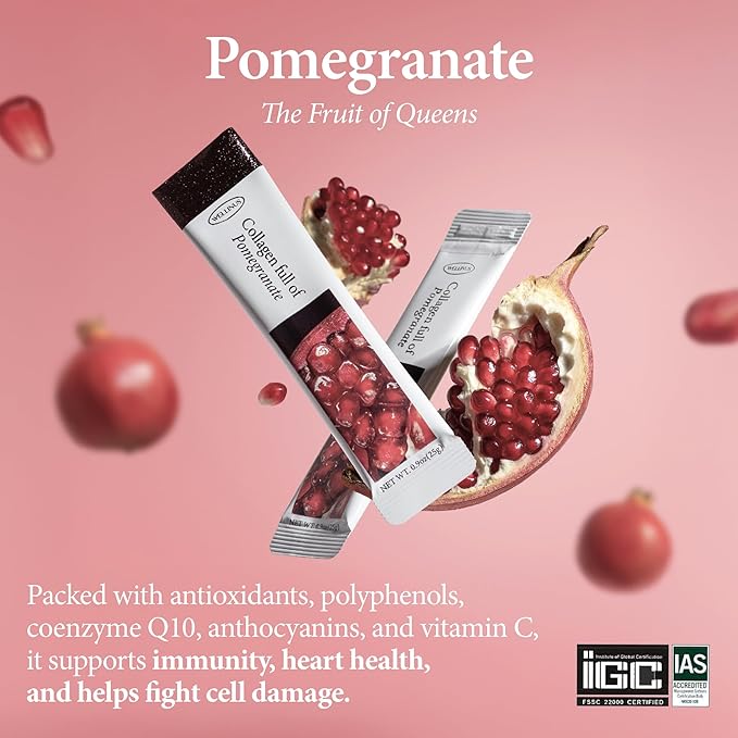 WELLINUS Collagen Jelly Stick, Marine Collagen, Fast Absorbing, Snack, Ultra-Low Weight Molecular Marine Collagen, HACCP Certified, 22.05 oz/Pack of 25 (3 Pack, Pomegranate Mango Blueberry)