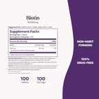 Natrol Beauty Biotin 10,000mcg Vitamins for Beauty, 100 Tablets, 100 Day Supply