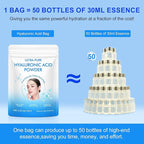 Hyaluronic Acid Powder for Skin & Face, Hyaluronic Acid Serum Powder, High & Low Molecular Weight, Water Soluble, DIY Serums for All Skin Types Hydration and Moisture, Includes Scoop (3.52Oz/100g)