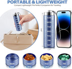 Metal Weekly Pill Organizer, Large Travel Pill Box, Portable Aluminum Alloy Waterproof Container, 7 Day Daily Medicine Organizer Holder for Vitamin, Fish Oil, Supplement, Dark Blue
