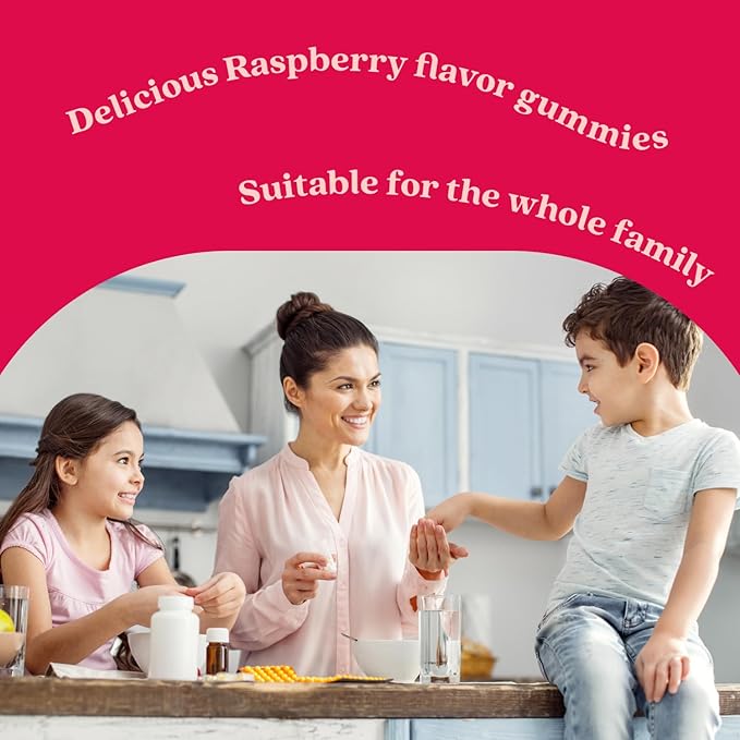 BeLive Elderberry Gummies with Vitamin C, D3 and Zinc - Multivitamin Supplement for Immune Health Support for Kids & Adults - 50 Count - Raspberry Flavor