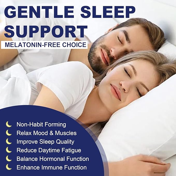 Sleep Gummies Melatonin Free with Magnesium Glycinate, L-Tryptophan, GABA, L-Theanine, Ashwagandha, Natural Sleep Aid Calm Relax Gummy No Melatonin for Adults Extra Strength without Melatonin, 60Cts
