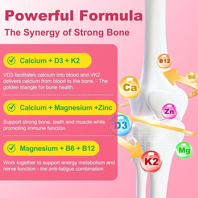 180 Count Calcium Citrate Gummies - Calcium Gummies with Magnesium & 4 Essential Vitamins Support Bone, Muscle, Teeth, Immunity, Calcium Supplements for Women & Men, Strawberry Flavor