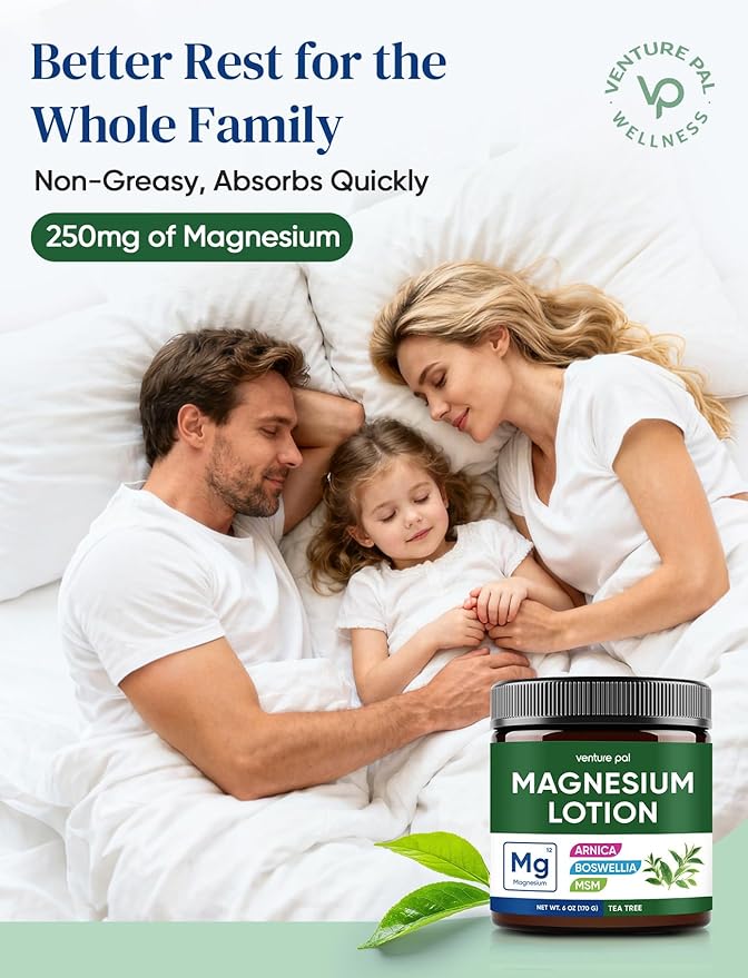 Magnesium Lotion with Arnica, MSM & Boswellia – Cooling Magnesium Cream – Lightweight Moisturizing Lotion for Legs & Feet – Safe for Kids – 6 fl oz