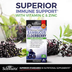 Elderberry Capsules with Zinc and Vitamin C for Adults - Immune Support Vitamins for Women and Men - Black Sambucus Elderberry Vitamin C and Zinc - Immune Defense Multiminerals Supplement, 60 Count
