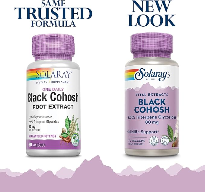 SOLARAY Black Cohosh Root Extract 80 mg | One Daily Womens Health & Menopause Support Supplement | Non-GMO, Vegan & Lab Verified | 30 VegCaps