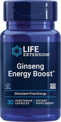 Life Extension Ginseng Energy Boost, Energy Support, Healthy Stress Management, Gluten-Free, Non-GMO, Vegetarian, 30 Capsules