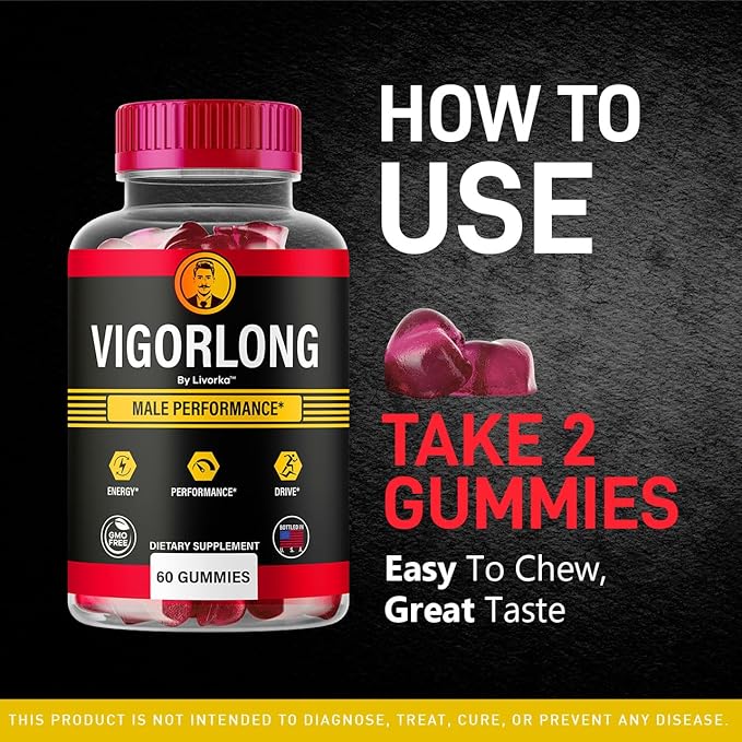 Vigorlong Gummies - Official VigorLongGummies for Men Premium Natural Support, Vigorlong Gummy Maximum Energy Advanced Support Formula for Overall Health & Wellness, 60 Gummies for 1 Month