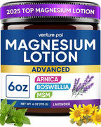 Magnesium Lotion with Arnica, MSM & Boswellia – Cooling Magnesium Cream – Lightweight Moisturizing Lotion for Legs & Feet – Safe for Kids – 6 fl oz