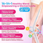 Calcium Gummies for Women, Calcium Citrate 1200mg with Vitamin D3 K2, Collagen & Biotin, B0ne, Teeth, Immune & Hormone Support, Sugar Free, Non-GMO, Gluten-Free, Strawberry Flavor, 90 Count