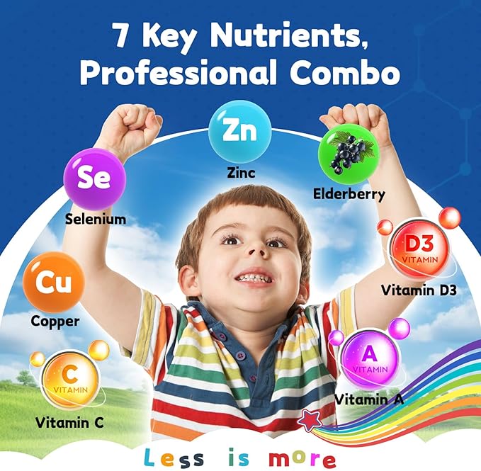 Zinc for Kids Supplements, Zinc Picolinate 30mg Gummies with Copper, High Absorption Form, with Selenium, Elderberry, for Kids Teens Growth, Skin & Immune Health, Sugar Free, 120 Gummies