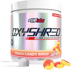 EHP Labs OxyShred Pre Workout Powder - Preworkout Powder with L Glutamine & Acetyl L Carnitine, Energy Boost Drink - Peach Candy Rings, 60 Servings