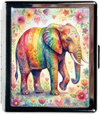 Weekly Pill Organizer, Metal Pill Box with 8 Compartments, Small Travel Pill Case for Purse Pocket, Medicine Vitamin Supplement Organizer (Rainbow Elephant)