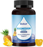 Biobor Potassium Magnesium Citrate Gummies, Magnesium Gummies Supplements with Vitamin D3, B6, Electrolyte Balance & Muscle, Stress Relaxation Support (60 Count (Pack of 1), Pineapple)