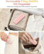 Weekly Pill Organizer 7 Day AM PM - Travel Pill Box 2 Times a Day with One-Hand Easy-Open Lid, 14 Compartments Portable Medicine Case for Daily Vitamins, Fish Oil, Pills and Supplements