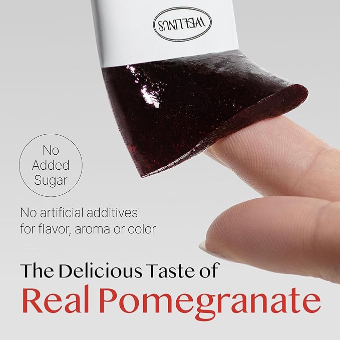Korean Collagen Jelly Sticks - 25 Pomegranate Flavored Marine Collagen Peptide Snacks for Anti-Aging- Collagen Protein Sugar-Free, Travel Packs for Hair & Nail Strength