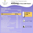 Liposomal DIM 400 mg - Hormone Balance, Estrogen Support for Women, DIM Supplement with Vitamin E, Evening Primrose, Black Cohosh, Omega-3 Fatty Acids (60 Capsules)