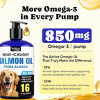 Wild Alaskan Salmon Oil for Dogs & Cats – Fast-Absorbing Fish Oil for Dogs with Krill Oil, Omega 3 6 9 Fish Oil Supplement from 8 Deep Sea Fishs for Skin, Coat, Joints & Heart -16oz (90 Day Supply)