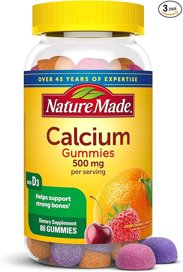 Nature Made Calcium Adult Gummies, 80 Count (Pack of 3)