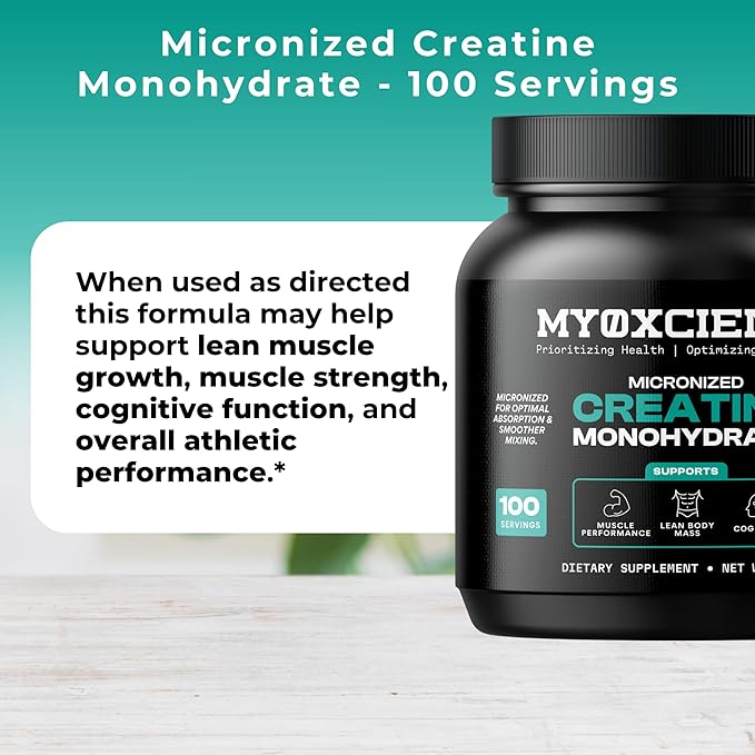 MYOXCIENCE Micronized Creatine | Supports Muscle Performance, Lean Body Mass, & Cognition | 100 Servings