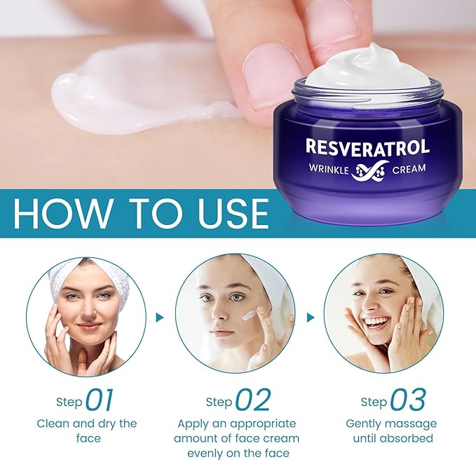 Resveratrol Wrinkle Cream, Skin Barrier Repair Face Moisturizer, Instant Soothing & Repairs Stratum Corneum Barrier, Enhances Moisture Retention, Reduces Sensitivity, Moisturizing and Hydrating Cream