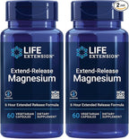 Life Extension Extend-Release Magnesium,prolonged Heart & Bone Health Support,Cardiovascular & Blood Pressure Health Support,bioavailable Formula,Gluten-Free,Non-GMO,Vegetarian,60 Capsules,(Pack of 2)