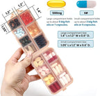 14 GRIDS Travel Pill Organizer Box with Labels - Travel Medicine Case Kit - Pocket Daily Pharmacy Container - Travel Medication Holder Dispenser for Fish Oil Vitamin Supplement Storage - Pink