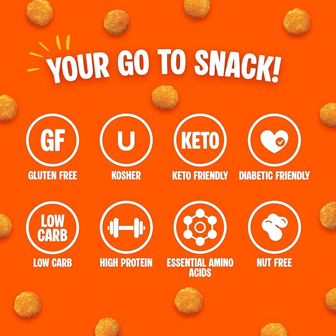 Twin Peaks Protein Puffs - (Nacho Cheese), Keto Friendly, Low Carb Snack (300g, 21g Protein, 2g Net Carbs, High Protein, Healthy Crunchy Snack).