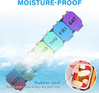Extra Large Weekly Pill Organizer 7 Day - Portable Daily Pill Box with 7 Detachable Compartments, Vitamin Holder and Medicine Organizer for Supplements, Home and Travel, Rainbow