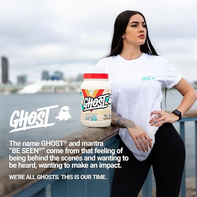 GHOST Whey Protein Powder, Coffee Ice Cream - 2LB, 25G of Protein - Whey Protein Blend - ­Post Workout Fitness & Nutrition Shakes, Smoothies, Baking & Cooking - Soy & Gluten-Free